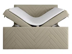Vente-unique Ensemble complet literie déco tête de lit + sommiers coffre + matelas + surmatelas - 160 x 200 cm - Velours - Taupe - MAKANA de