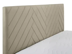 Vente-unique Ensemble complet literie déco tête de lit + sommiers coffre + matelas + surmatelas - 180 x 200 cm - Velours - Taupe - MAKANA de New
