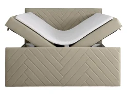 Vente-unique Ensemble complet literie déco tête de lit + sommiers coffre + matelas + surmatelas - 180 x 200 cm - Velours - Taupe - MAKANA de New