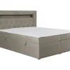 Vente-unique Ensemble complet literie déco tête de lit avec led + sommiers coffre + matelas + surmatelas - 180 x 200 cm - Velours - Taupe -