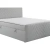 Vente-unique Ensemble complet literie déco tête de lit + sommiers coffre + matelas + surmatelas - 180 x 200 cm - Velours - Gris clair - MAKANA