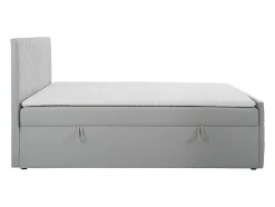 Vente-unique Ensemble complet literie déco tête de lit + sommiers coffre + matelas + surmatelas - 180 x 200 cm - Velours - Gris clair - MAKANA