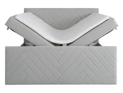Vente-unique Ensemble complet literie déco tête de lit + sommiers coffre + matelas + surmatelas - 180 x 200 cm - Velours - Gris clair - MAKANA