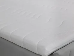 Vente-unique Ensemble complet literie déco tête de lit + sommiers coffre + matelas + surmatelas - 180 x 200 cm - Velours - Gris clair - MAKANA
