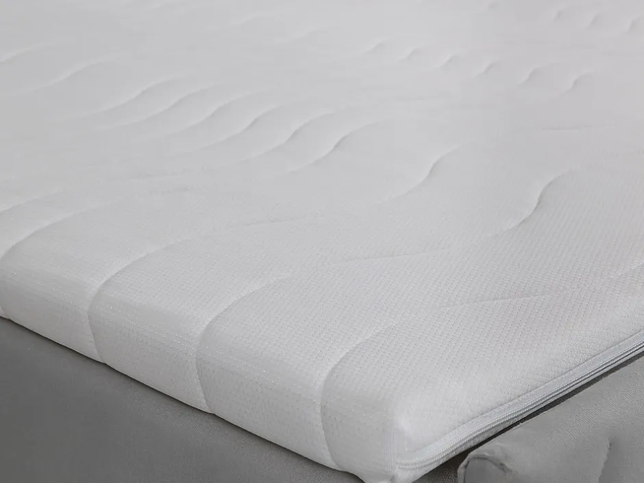 Vente-unique Ensemble complet literie déco tête de lit + sommiers coffre + matelas + surmatelas - 180 x 200 cm - Velours - Gris clair - MAKANA