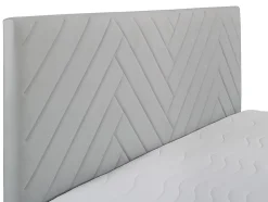Vente-unique Ensemble complet literie déco tête de lit + sommiers coffre + matelas + surmatelas - 160 x 200 cm - Velours - Gris clair - MAKANA