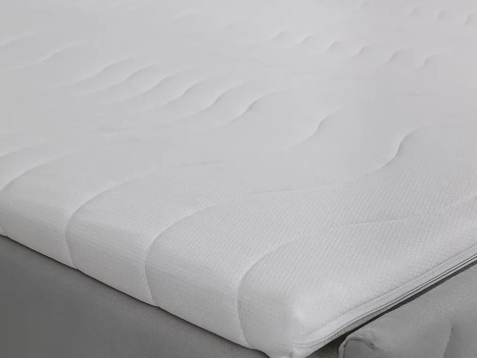 Vente-unique Ensemble complet literie déco tête de lit + sommiers coffre + matelas + surmatelas - 160 x 200 cm - Velours - Gris clair - MAKANA