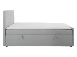 Vente-unique Ensemble complet literie déco tête de lit + sommiers coffre + matelas + surmatelas - 160 x 200 cm - Velours - Gris clair - MAKANA
