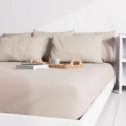 Soleil D'Ocre Ensemble couette et parure 7 Pièces BOHEME lin pour lit en 160x200 cm, par Discount