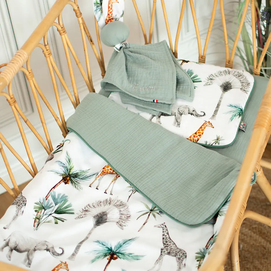 Sevira Kids Ensemble couverture et coussin pour berceau et couffin Safari