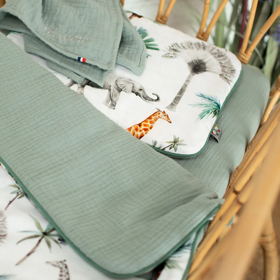 Sevira Kids Ensemble couverture et coussin pour berceau et couffin Safari