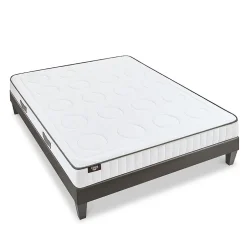 Olympe Literie Ensemble Cristal 140x190 cm Matelas Mousse + Sommier Bois