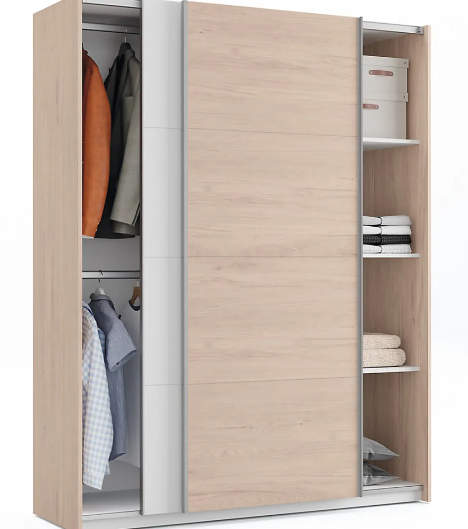 Pegane Ensemble de chambre à coucher adulte coloris effet bois / blanc ( Armoire + 2 chevets et tête de lit )