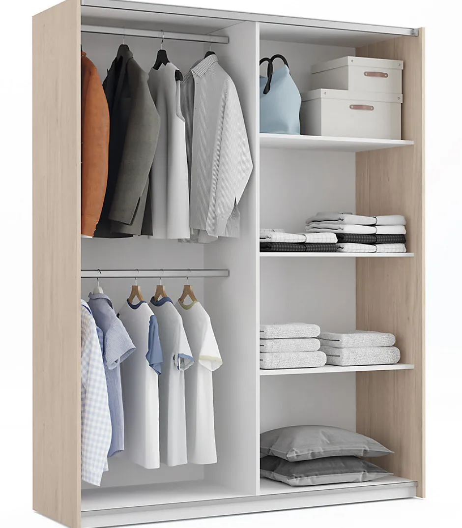 Pegane Ensemble de chambre à coucher adulte coloris effet bois / blanc ( Armoire + 2 chevets et tête de lit )