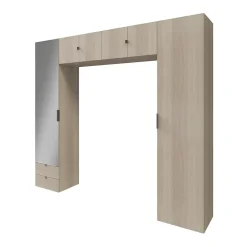 GoodHome Ensemble de colonnes et caissons suspendus effet chêne avec miroir Atomia H. 225 x L. 250 x P. 47 cm Hot
