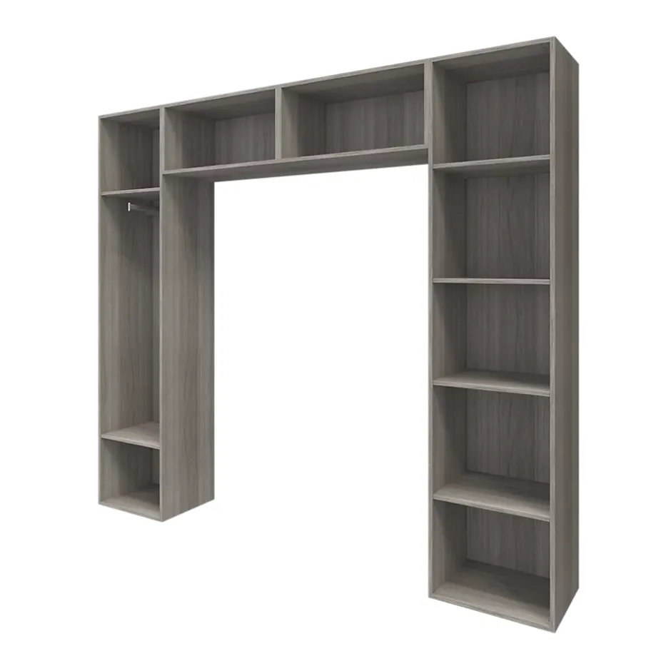 GoodHome Ensemble de colonnes et caissons suspendus effet chêne grisé avec miroir Atomia H. 225 x L. 250 x P. 47 cm Outlet