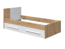Pegane Ensemble de lit avec tête de lit et deux tiroirs en mélamine coloris blanc - Longueur 196 x Profondeur 97 x Hauteur 77 cm