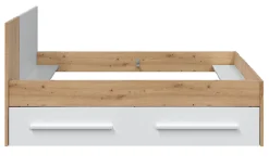 Pegane Ensemble de lit avec tête de lit et deux tiroirs en mélamine coloris blanc - Longueur 196 x Profondeur 97 x Hauteur 77 cm