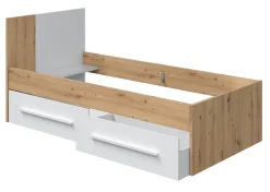Pegane Ensemble de lit avec tête de lit et deux tiroirs en mélamine coloris blanc - Longueur 196 x Profondeur 97 x Hauteur 77 cm