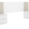 Pegane Ensemble de Tête de lit avec 2 tables de chevet de 2 tiroirs coloris imitation lamelles, blanc