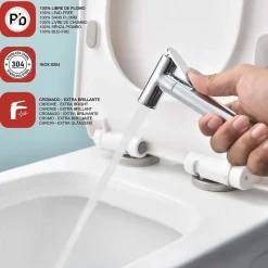 Poalgi Ensemble douchette hygiénique WC SKY BATH chromé Inox S304 série HARMONY
