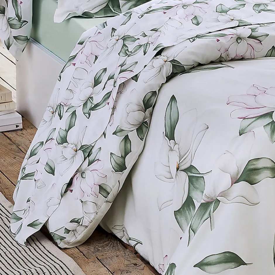 Tradilinge Ensemble drap plat et 2 taies Magnolia Sauge (240x310 cm - Blanc)