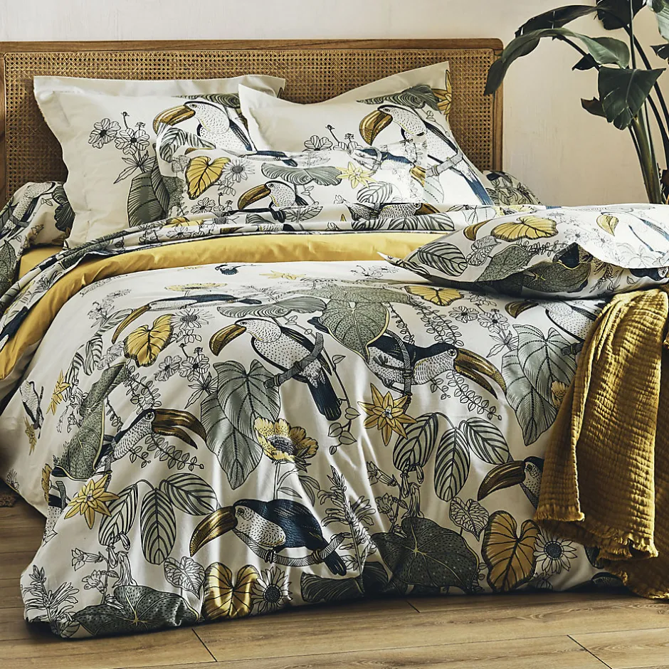 Tradilinge Ensemble drap plat et 2 taie Toco (240x310 cm - Kaki)