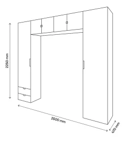 GoodHome Ensemble en arche colonnes portes battantes et caissons suspendus blancs Atomia H. 225 x L. 250 x P. 47 cm Online