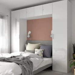 GoodHome Ensemble en arche colonnes portes battantes et caissons suspendus blancs Atomia H. 225 x L. 250 x P. 47 cm Online