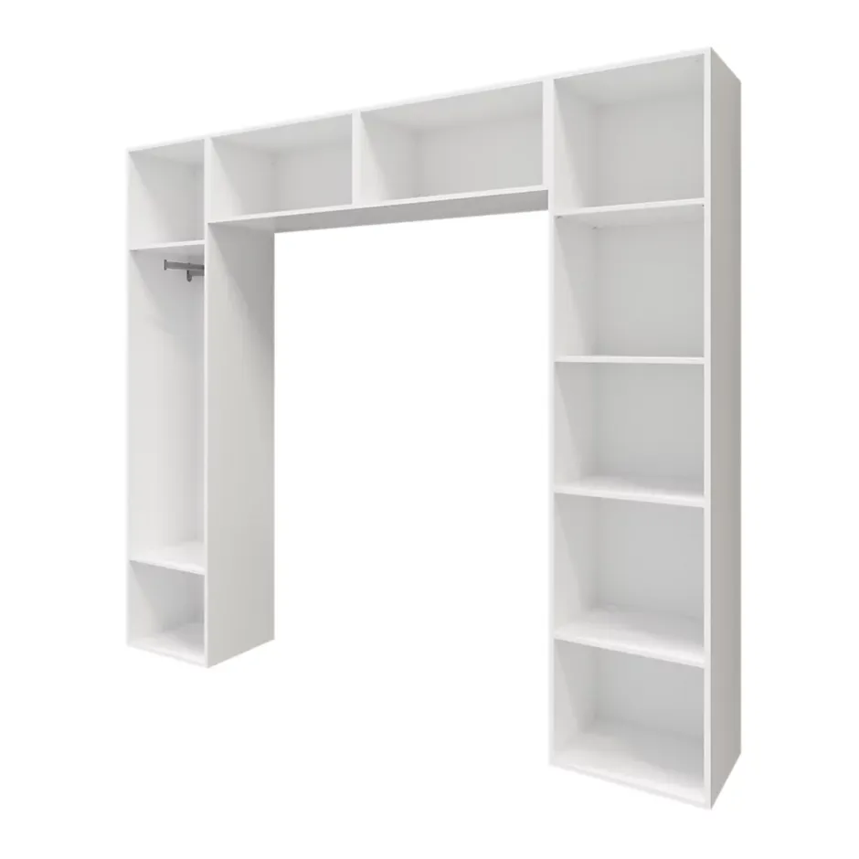 GoodHome Ensemble en arche colonnes portes battantes et caissons suspendus blancs Atomia H. 225 x L. 250 x P. 47 cm Online