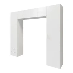 GoodHome Ensemble en arche colonnes portes battantes et caissons suspendus blancs Atomia H. 225 x L. 250 x P. 47 cm Online