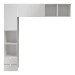 GoodHome Ensemble en L colonne et caissons suspendus blancs Atomia H. 187,5 x L. 187,5 x P. 37 cm