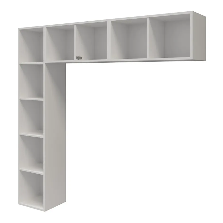 GoodHome Ensemble en L colonne et caissons suspendus blancs Atomia H. 187,5 x L. 187,5 x P. 37 cm
