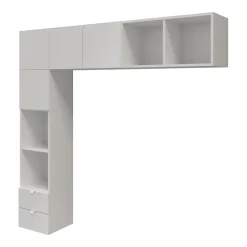 GoodHome Ensemble en L colonne et caissons suspendus blancs Atomia H. 187,5 x L. 187,5 x P. 37 cm