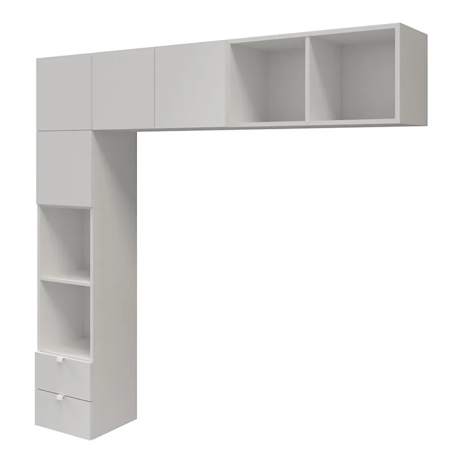 GoodHome Ensemble en L colonne et caissons suspendus blancs Atomia H. 187,5 x L. 187,5 x P. 37 cm