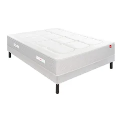 Epeda Ensemble L'INOUBLIABLE + Sommier Confort Medium + Pieds 140x190 Gris souris Ressorts New