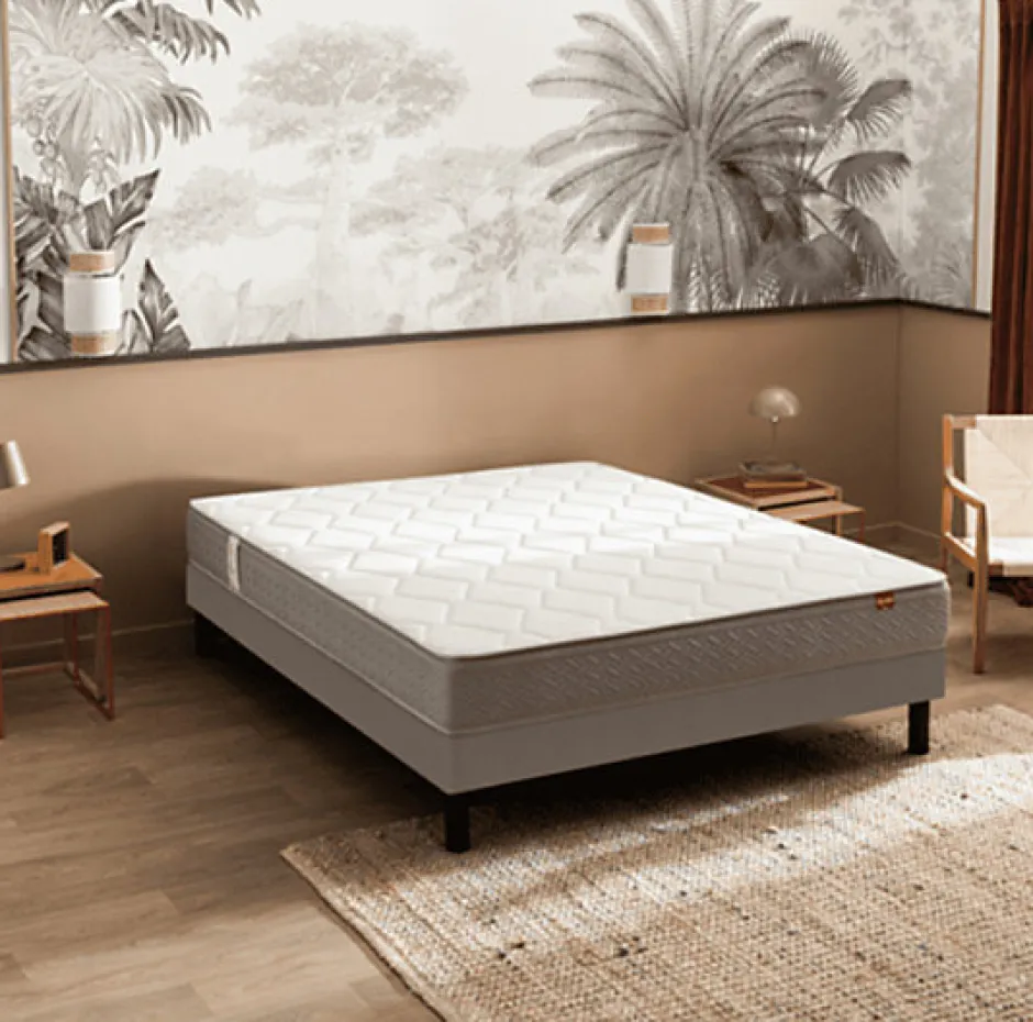 Epeda Ensemble DÉPAYSANT + Sommier Escale + Pieds 160x200 Ressorts