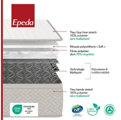 Epeda Ensemble DÉPAYSANT + Sommier Escale + Pieds 160x200 Ressorts