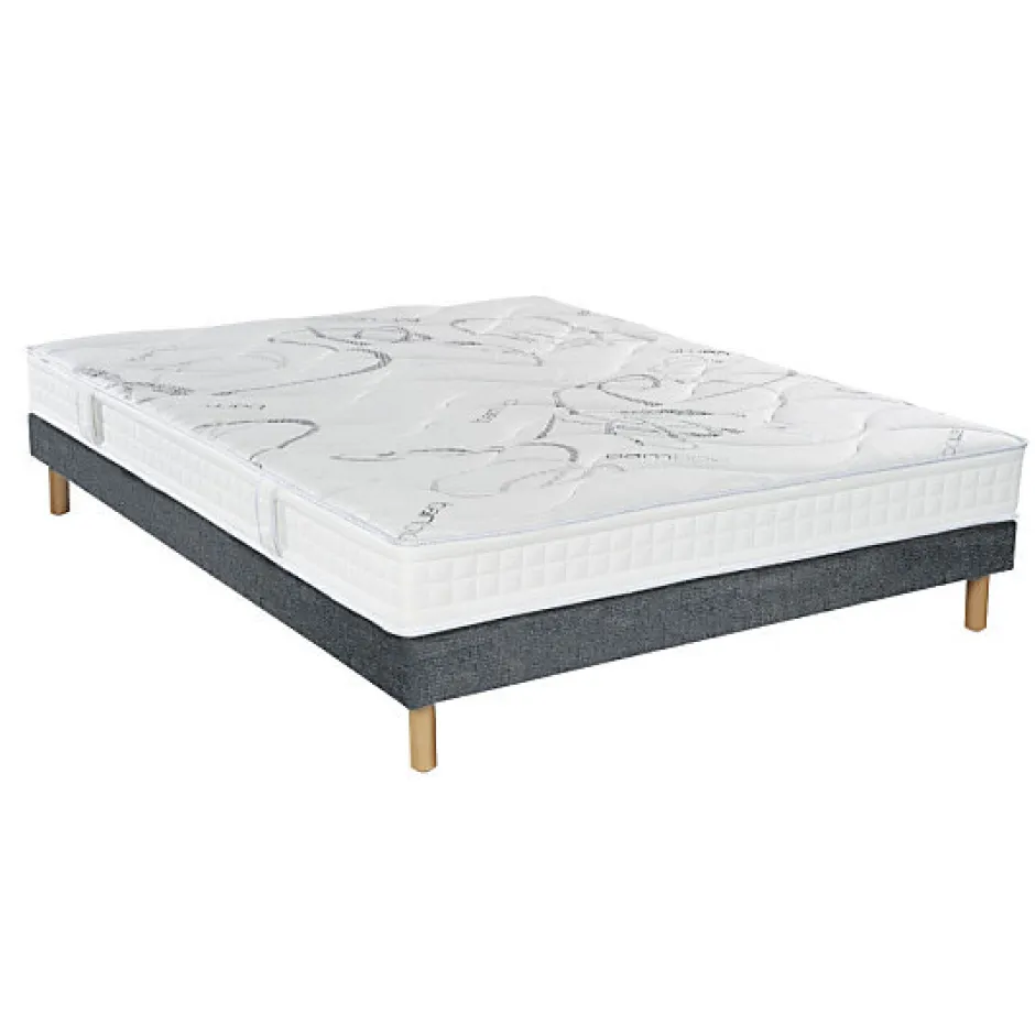 Essenzia Ensemble MORPHOZONE 190 + Sommier Tradition Graphic 13cm + Pieds 110x200 Latex