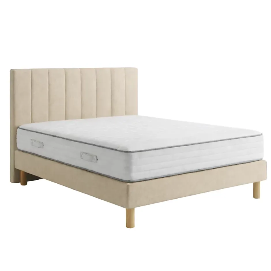 Essenzia Ensemble EXCEPTION 1000 + Sommier Tradition Graphic 13 cm + Pieds 180x220 Beige Ressorts Online