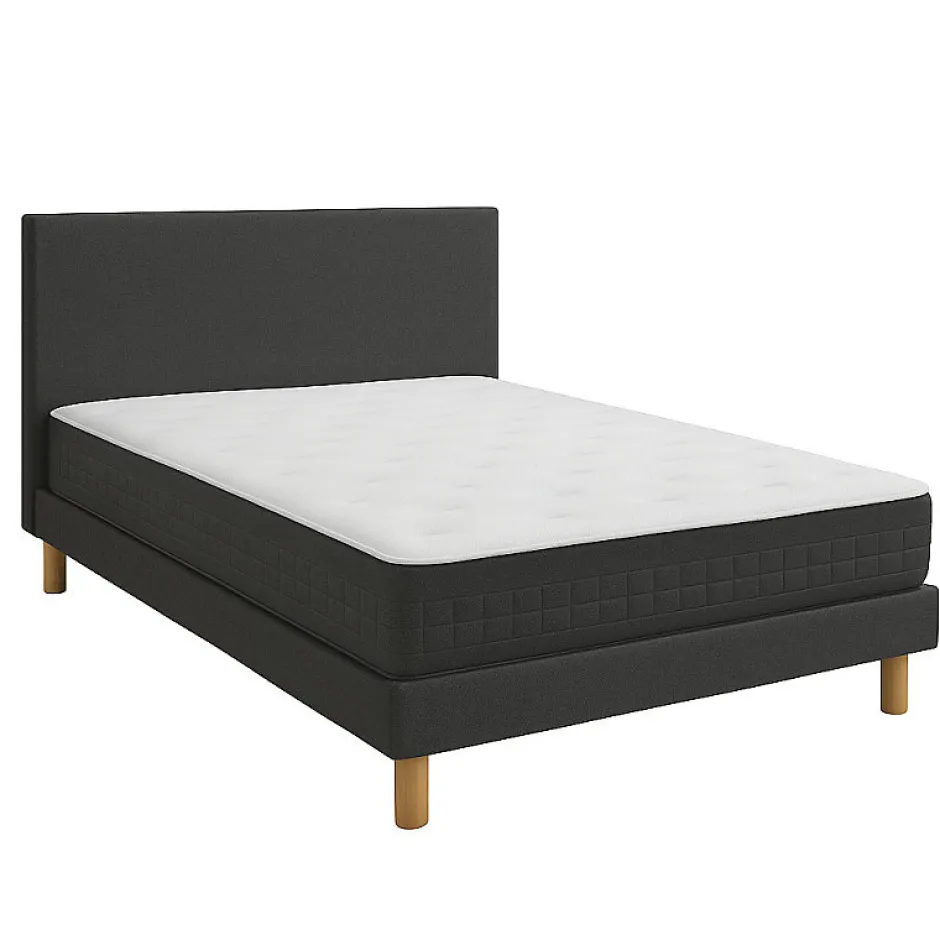 Essenzia Ensemble ORION Naturel 1000 + Sommier Tradition graphic 13 cm + Pieds 160x220 Anthracite Ressorts