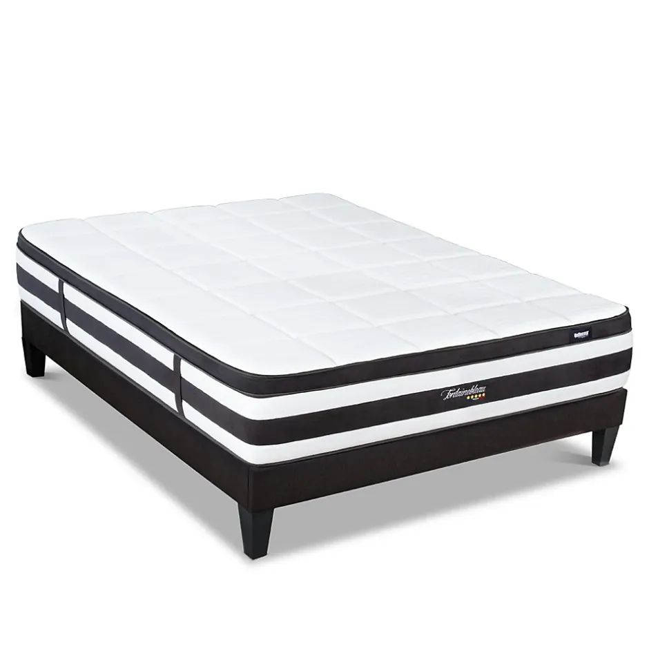 Bellecour Ensemble Fontainebleau 140x200 cm Matelas Ressorts ensachés + Sommier Bois Outlet
