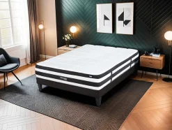 Bellecour Ensemble Fontainebleau 90x190 cm Matelas Ressorts ensachés + Sommier Bois Hot