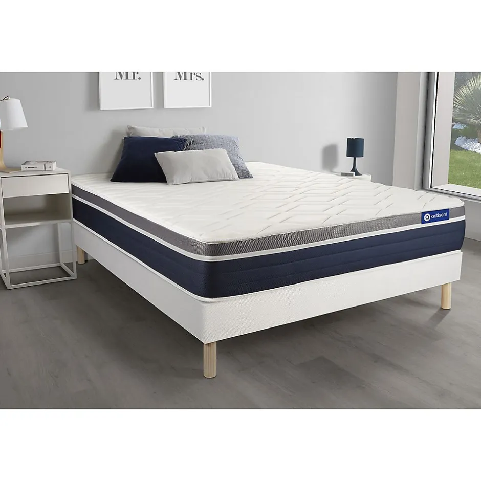 Actisom Ensemble Latex et mémoire de forme de confort Mi-ferme avec sommier kit