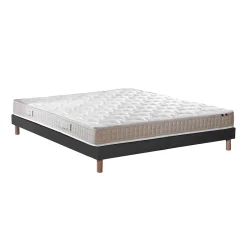 Idliterie Ensemble matelas 100% latex 3 zones sommier noir 140x190