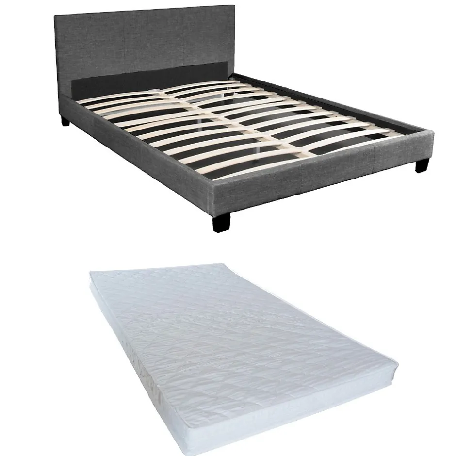 Weber Industries Ensemble Matelas + Lit 140x190 DUBLIN / Gris foncé New