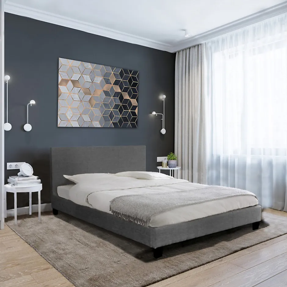 Weber Industries Ensemble Matelas + Lit 140x190 DUBLIN / Gris foncé New