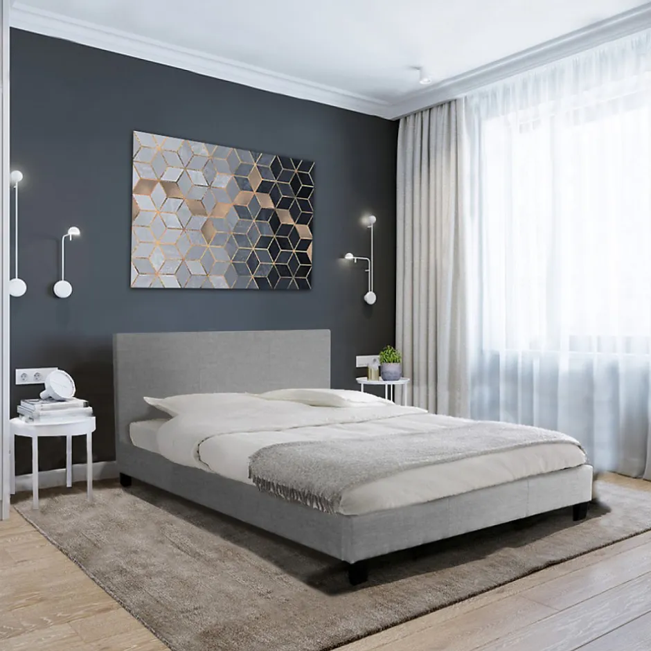 Weber Industries Ensemble Matelas + Lit 140x190 DUBLIN / Gris clair