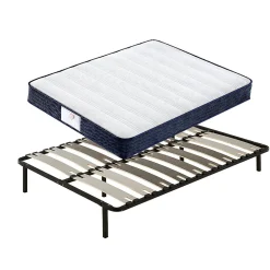 Teeno Ensemble Matelas à ressorts + Sommier avec lattes larges 140x190cm, Epaisseur du Matelas 22cm