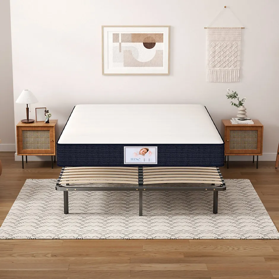 Teeno Ensemble Matelas à ressorts +Sommier à Lattes sur Pieds, 160x200cm, Epaisseur du Matelas 22cm